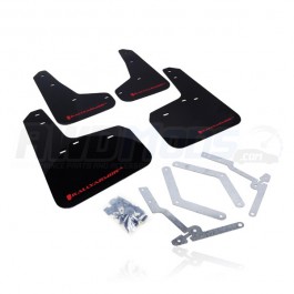 Rally Armor Urethane Front / Rear Mud Flaps Kit for the Ford Focus RS / ST (Set of 4) Black w/ Red Logo