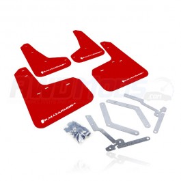 Rally Armor Urethane Front / Rear Mud Flaps Kit for the Ford Focus RS / ST (Set of 4) Red w/ White Logo