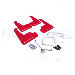 Rally Armor Urethane Front / Rear Mud Flaps Kit for the Subaru WRX / STI (Set of 4) Red w/ White Logo